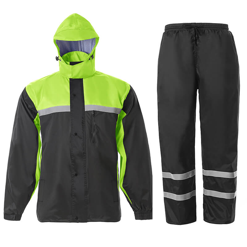 Men's Rain Suit High Visibility Reflective Work Rain Jacket Pants