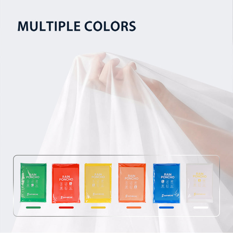 Multicolor Disposable Emergency Rain Ponchos  (6 Packs)