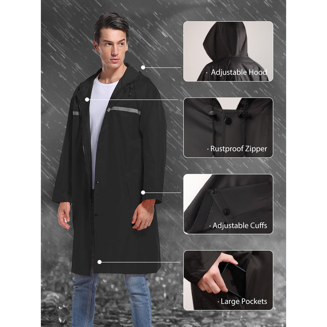 Men's Long Hooded Safety Rain Jacket Waterproof Emergency Raincoat