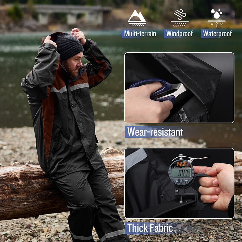 Men's Rain Suit High Visibility Reflective Work Rain Jacket Pants