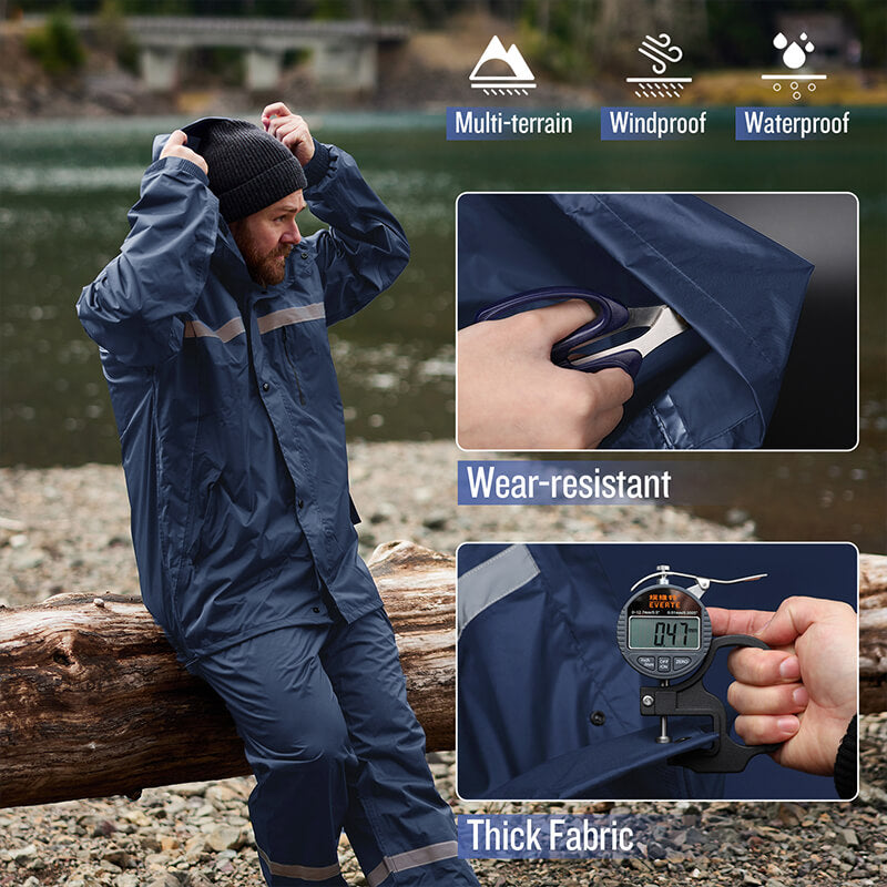 VENDACE Hi Vis Reflective Rain Jacket Suit and Pants for Men Waterproof  Class 3 High Visibility Safety Rain Gear Raincoat(L/XL) - Amazon.com