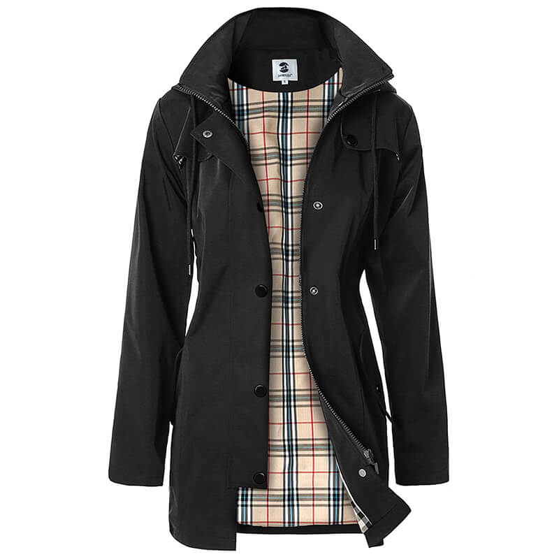 Women s Long Hooded Anorak Style Windbreaker Jacket Outdoor Raincoat Army Green M