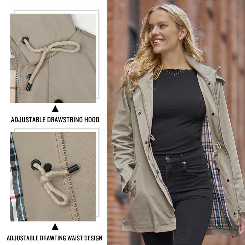 Women's Long Hooded Anorak Style Windbreaker Jacket Women's Long Hooded Anorak Style Windbreaker Jacket