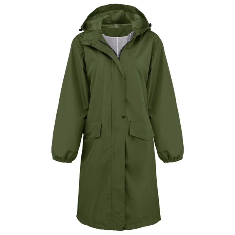Waterproof Women's Long Rain Jacket Fashion Coat with Hood