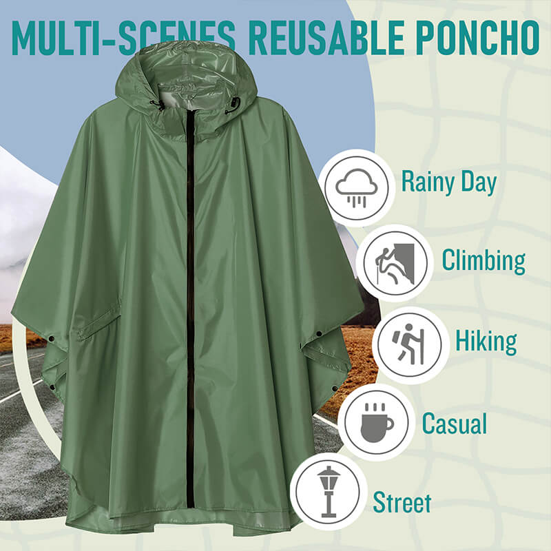Zippered Rain Poncho Raincoats for Adults | SaphiRose Zippered Rain Poncho Raincoats for Adults | SaphiRose