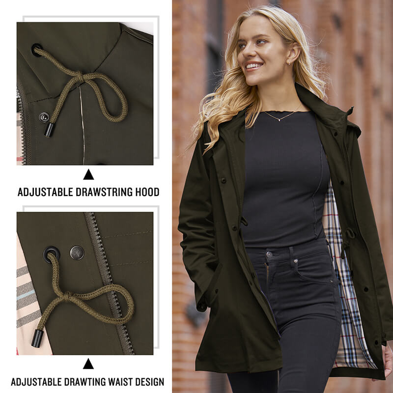 Women's Long Hooded Anorak Style Windbreaker Jacket | Outdoor