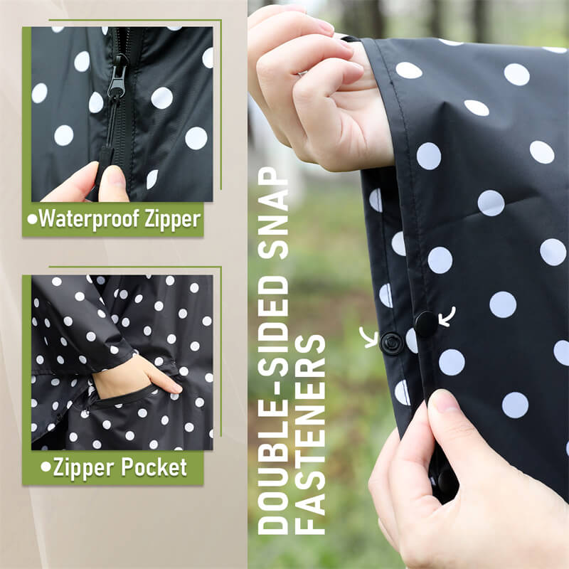 Coffee Polka Dot Women Raincoats SaphiRose Blue Polka Dot One Size