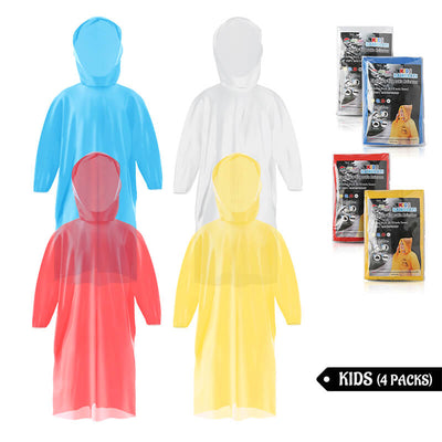 Kids Disposable Raincoats (4 Packs )