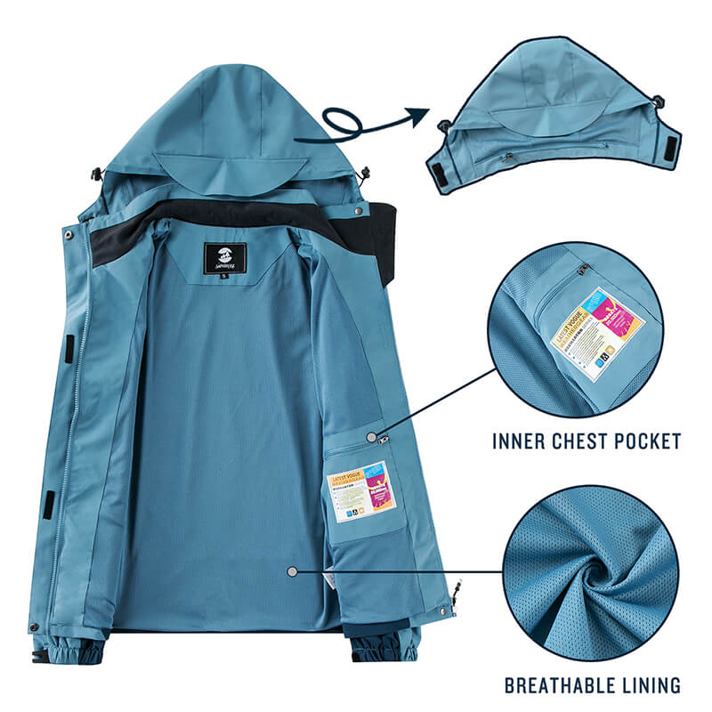 Womens Waterproof Rain jacket With Removable Hood – SaphiRose Womens Waterproof Rain jacket With Removable Hood – SaphiRose