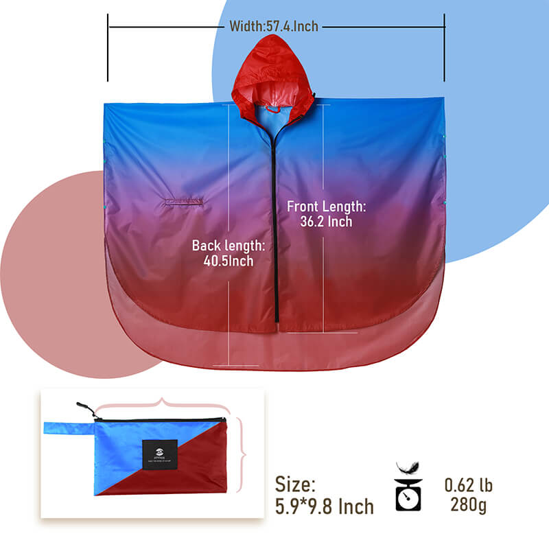 Adults Hooded Gradient Rain Poncho With Pockets – SaphiRose